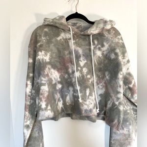 Tie dye cropped hooded sweatshirt